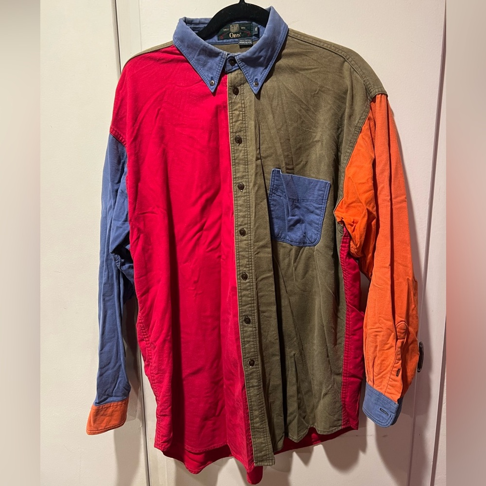 Orvis 100% Cotton Colorblock Button Up Size-XL